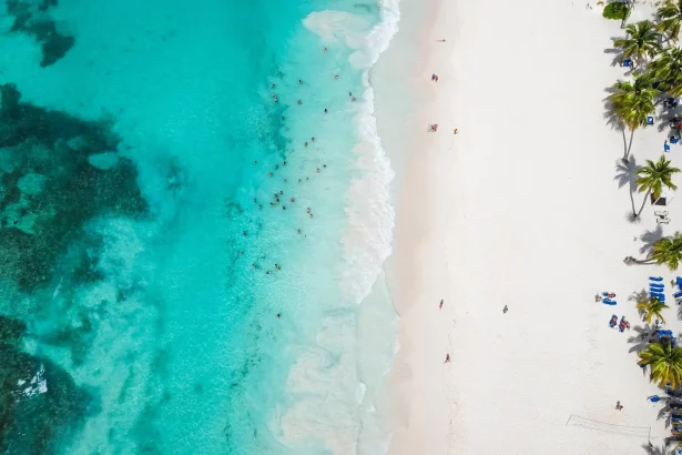 vue aerienne plage cancun